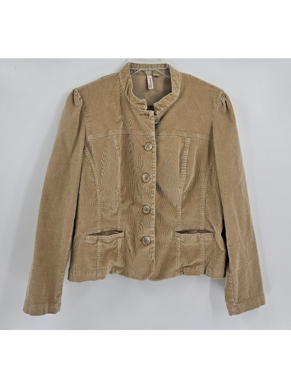 St. John's Bay Vintage Tan Corduroy Jacket Blazer XL 90s Y2K Stand Collar